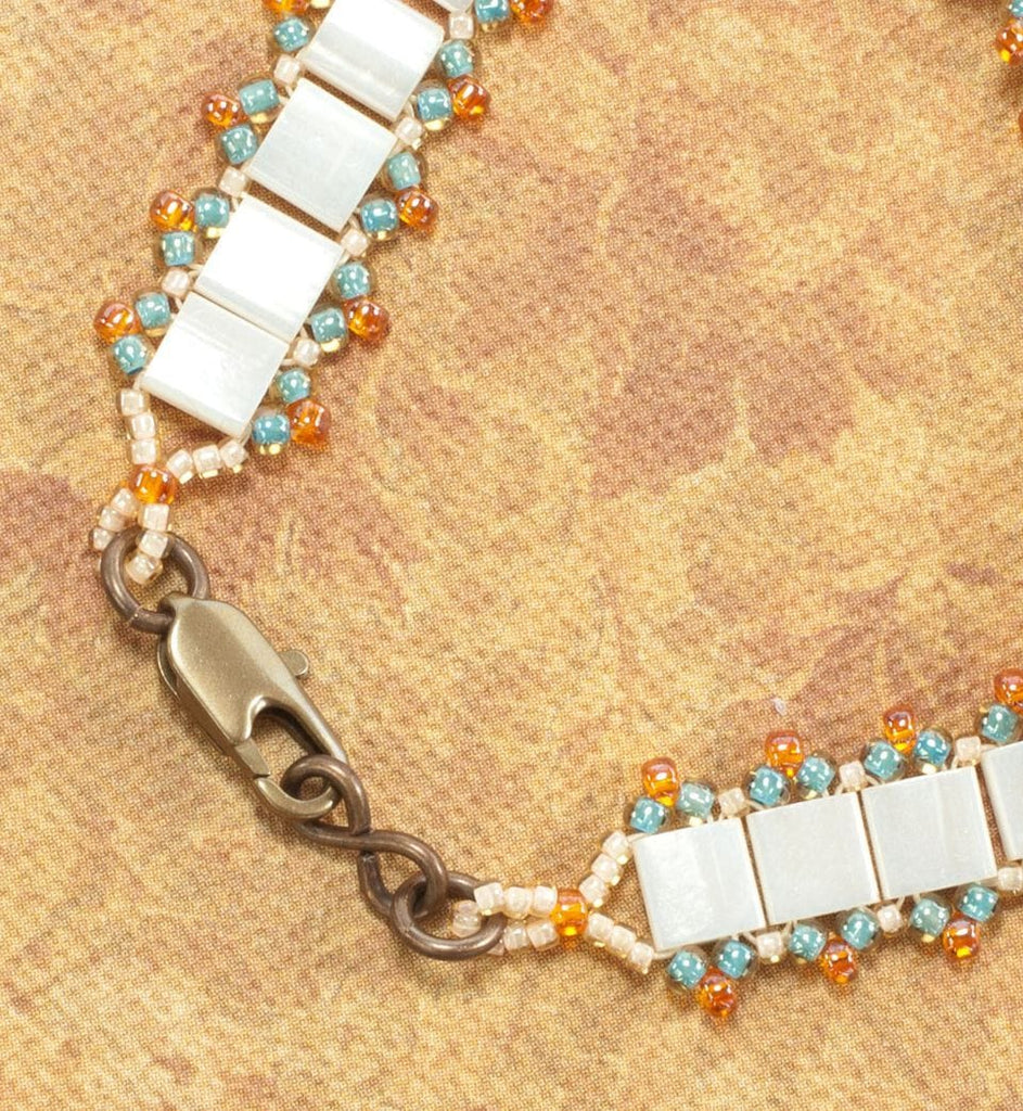 Bead Bracelet with Bright Seed Bead Edging