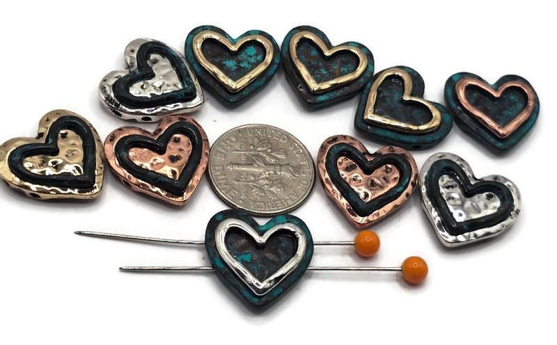 2 hole Slider Beads (Qty 10)Metal with Side Drilled Holes for Crafting Jewelry into Necklaces, Bracelets or Earrings Findings 490-N4 FST