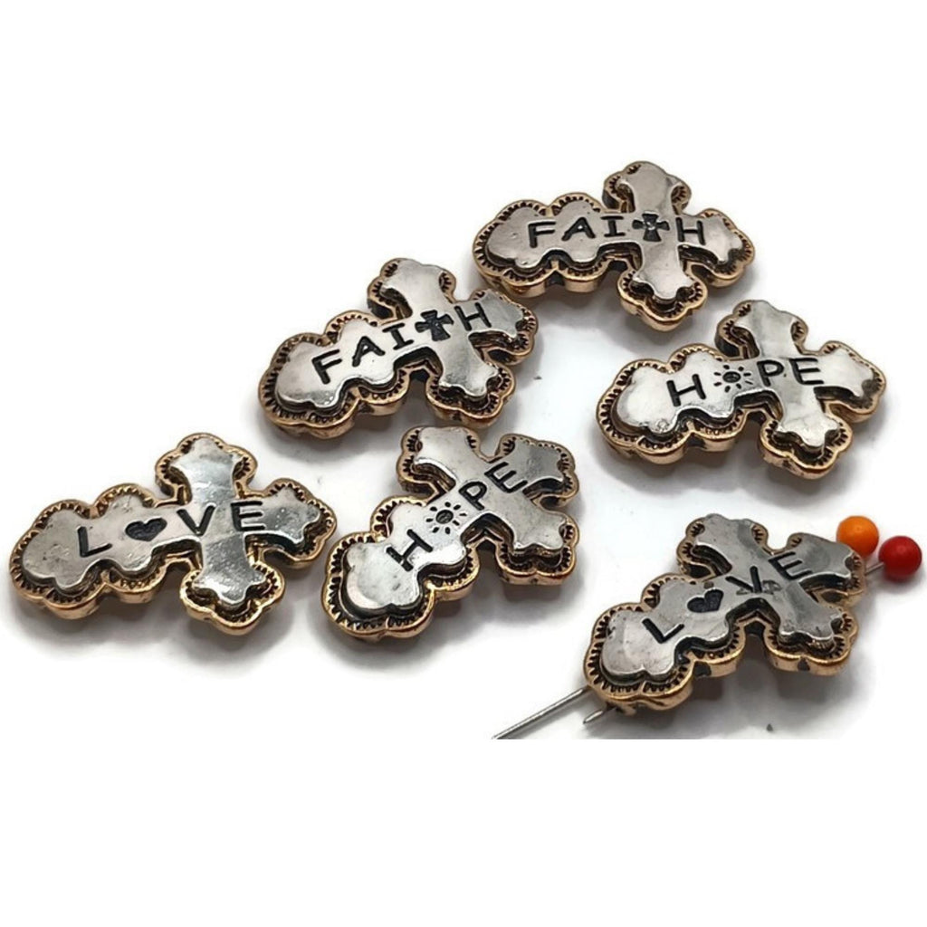 2 hole slider beads (Qt 6) Cross Metal Beads that are Perfect for Jewelry Making and Designing for Necklaces and Bracelets 580-M18