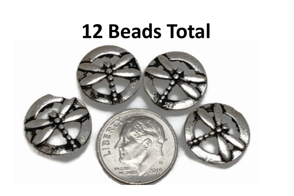 2 hole slider beads (Qty 12 ) Dragonfly Beads 2 hole spacer beads Beads Unique Beads Silver Beads Bracelet Beads Necklace Beads 321-N1 FST