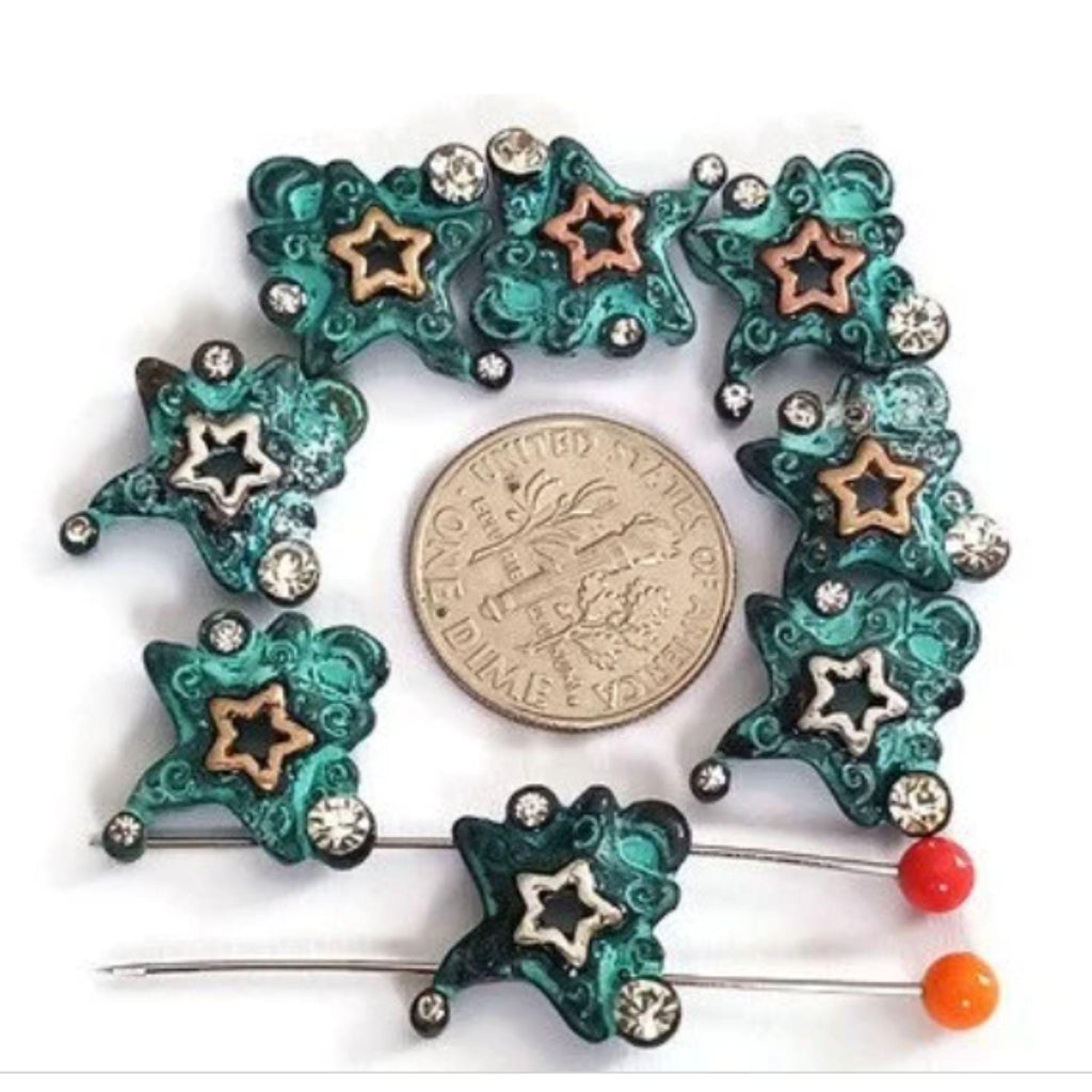 2 Hole Slider Beads (8 pc) Spacer Beads Star beads Rhinestone beads Sliderbeads Bracelet Beads Flat Beads 401-M1 FST