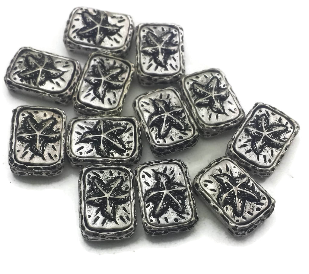 12 antique silver starfish beads ornate beads-11624-N10 FST
