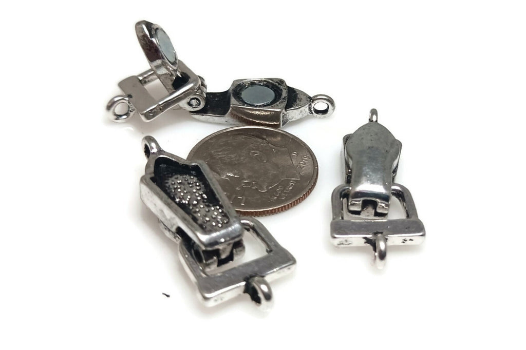 Magnetic Clasp (QTy 1) with a Fold Over Design in Silver for Single Strand for Jewelry Making into Bracelets or Necklaces 9465-1
