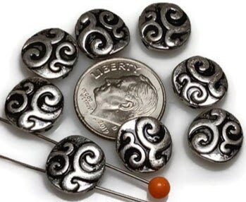 Slider Beads (8 pc) 2 hole beads Silver Beads Metal Beads Spacer Beads Sliderbeads Bracelet Beads Flat Beads 425-M1
