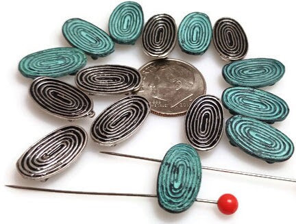 2 hole slider beads (qty 15) Swirl Metal Spacer Beads Perfect for Jewelry Designs, Bracelets and Necklaces 431 M18 FST