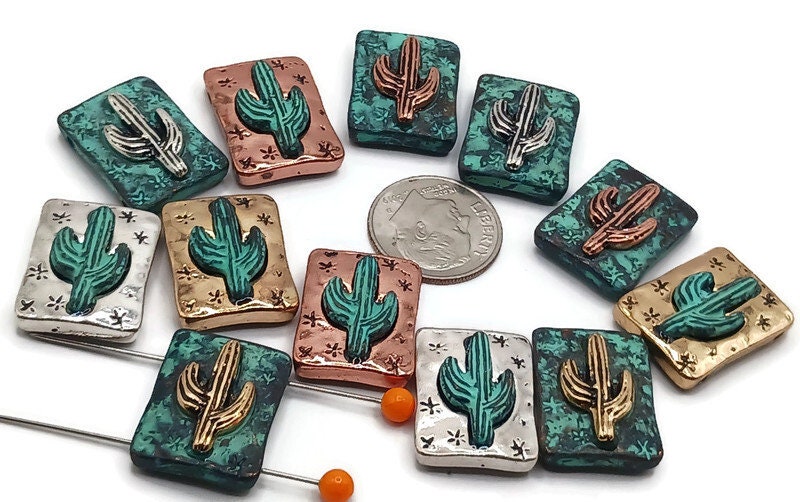 Metal Cactus Slider beads for jewelry making