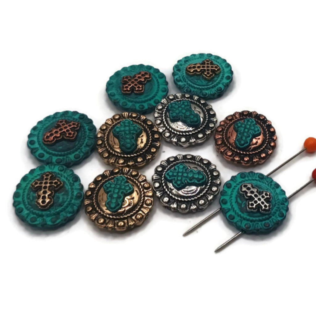 2 Hole Slider Beads (10 pc) Cross Beads Spacer Beads Flat Beads Sliderbeads 2 hole beads Unique Beads Spacers Western Beads 262-N12