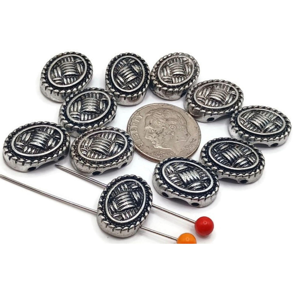 Slider Beads (Qty 11) 2 hole slider beads - Basket Weave Texture for Jewelry Making, Crafting or Beading Bracelets or Necklaces 591-M14 FST