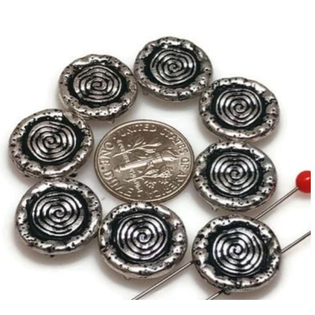 Slider Beads (8 pc) 2 hole beads Spacer Beads Sliderbeads Bracelet Beads Flat Beads Coin Beeads Swirl Beads 426-M18