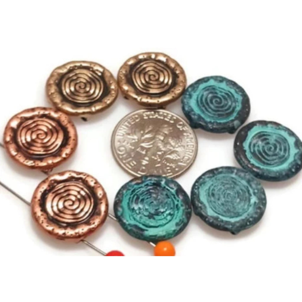 Slider Beads (8 pc) 2 hole beads Spacer Beads Sliderbeads Bracelet Beads Flat Beads Coin Beeads Swirl Beads 423-M18