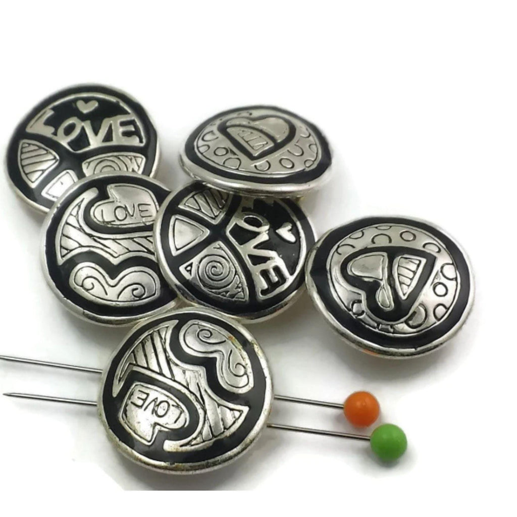 Bright Silver 2 Hole Slider Heart Love Spacer Focal Metal Beads for Jewelry Making into Necklaces or Bracelet Designs 12269-F13