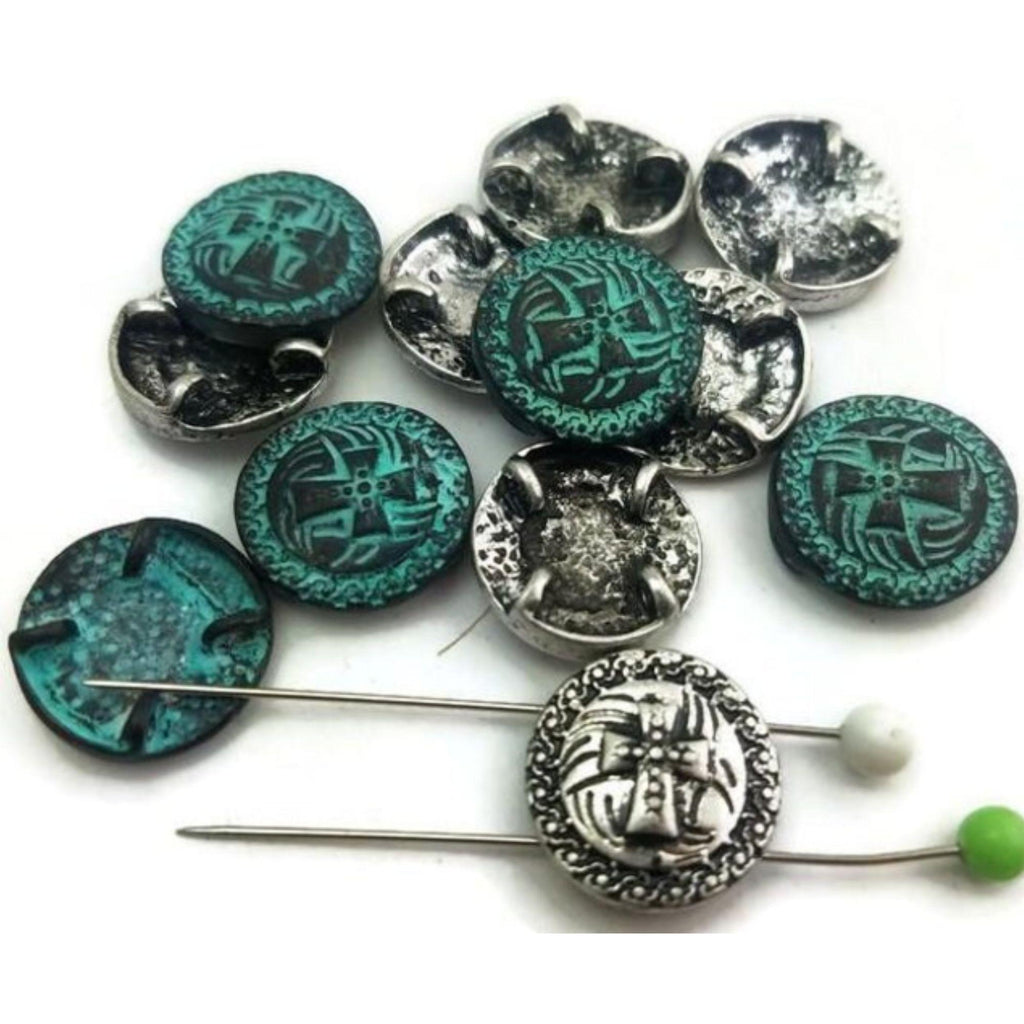 2 hole Slider Beads (Qty 12) for Crafting or Beading into DIY Necklaces and Bracelets with a Cross Design M9 P155