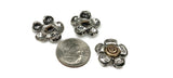 2 Hole Slider Beads (11 pc) Floral Beads Flower Beads Spacer Beads Flat Beads Sliderbeads 2 hole beads Pewter Beads 251-H8