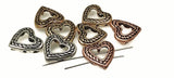 2 Hole Slider Beads (8 pc) Mixed Metal Heart Beads Spacer Beads Bracelet Beads 4 hole beads Jewelry Making Beads 223-N1