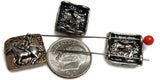 2 hole slider beads (Qty 4) Western Beads Horse Beads Cowgirl Beads Unique Beads Rectangle Beads Silver Beads Bracelet Beads 300-M15 FST