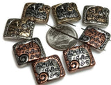 2 hole slider beads (Qty 8) Western Beads Cowgirl Beads Wild West Beads Unique Beads Rectangle Beads Silver Beads Bracelet Beads 301-M15 FST