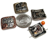 2 hole slider beads (Qty 8) Western Beads Cowgirl Beads Wild West Beads Unique Beads Rectangle Beads Silver Beads Bracelet Beads 301-M15 FST