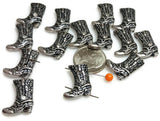2 hole slider beads (Qty 14 ) Western Beads Cowboy Boot Beads Unique Beads Rectangle Beads Silver Beads Bracelet Beads 311-M15 FST