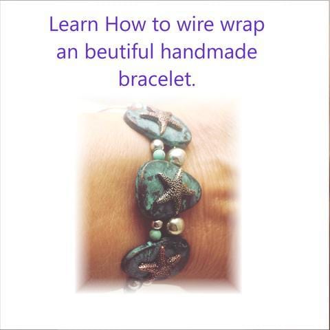 Elegant wire wrapped 2 hole slider bead sea life bracelet
