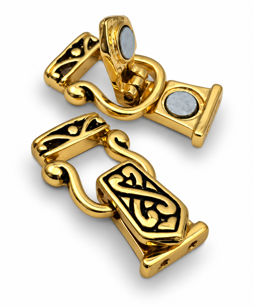 2 Hole - Gold - Fold Over Magnetic Clasps 1133
