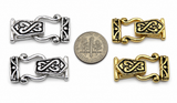 Fold Over Magnetic Clasps for Jewelry Making, Necklaces or Bracelets in Bright Silver and Bright Gold Celtic Style