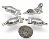 Fold Over Magnetic Clasps  Bright Silver with Loops - Single Strand or Multi Strand - for Bracelets, Jewelry Making, Crafting, Beading 7857