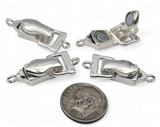 Fold Over Magnetic Clasps  Bright Silver with Loops - Single Strand or Multi Strand - for Bracelets, Jewelry Making, Crafting, Beading 7857
