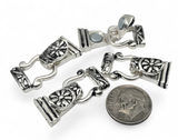 Large Fold Over Necklace Clasps in Silver with 2 holes for Double Strand Bracelets, Necklaces, or Jewelry, Making Wholesale Bulk 1213