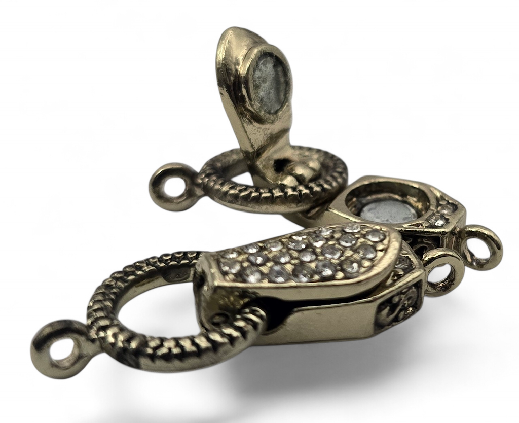 Magnetic Clasps in Light Bright Gold with Rhinestones for Single Strand Beading or Jewelry Making Projects into Bracelets or Necklaces