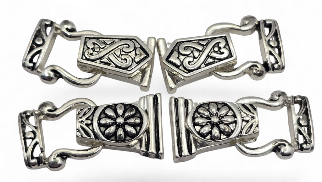 Fold Over Magnetic Clasps for Jewelry Making, Necklaces or Bracelets in Bright Silver Double Strand Mixed