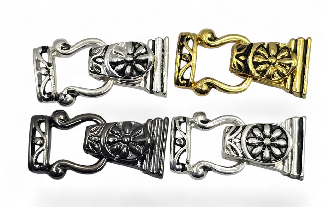 Mixed Metal Floral Fold Over Magnetic Clasps - Great for Jewelry Making!