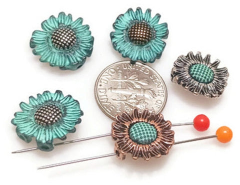 Slider Beads (Qt 5) Foral Beads Flower Beads 2 or 4 hole Side Drilled Metal Beads for Crafting Bracelets, Necklaces or Earrings 358-M11 FST