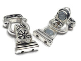 Large Fold Over Necklace Clasps in Silver with 2 holes for Double Strand Bracelets, Necklaces, or Jewelry, Making Wholesale Bulk 1213