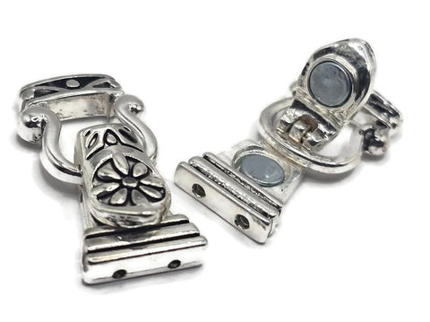 Large Fold Over Necklace Clasps in Silver with 2 holes for Double Strand Bracelets, Necklaces, or Jewelry, Making Wholesale Bulk 1213