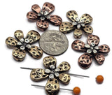 Slider Beads (5 pcs) 2 hole Metal Beads for Jewelry Making into Bracelets, Necklaces or Earrings Findings for Crafts 602-N4 FST
