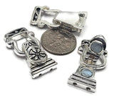 Large Fold Over Necklace Clasps in Silver with 2 holes for Double Strand Bracelets, Necklaces, or Jewelry, Making Wholesale Bulk 1213