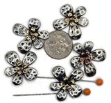 Slider Beads (5 pcs) 2 hole Metal Beads for Jewelry Making into Bracelets, Necklaces or Earrings Findings for Crafts 603-N4 FST