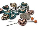 Beads - 2 hole Slider (Qty 14) Mixed Metal for Jewelry Making into Bracelets, Necklaces, or Earrings in Hearts Findings for Crafts 601M5 FST