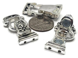Large Fold Over Necklace Clasps in Silver with 2 holes for Double Strand Bracelets, Necklaces, or Jewelry, Making Wholesale Bulk 1213