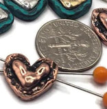 Beads - 2 hole Slider (Qty 14) Mixed Metal for Jewelry Making into Bracelets, Necklaces, or Earrings in Hearts Findings for Crafts 601M5 FST