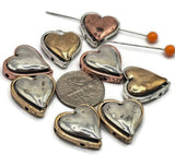 2 hole slider beads (Qty 8) Mixed Metal with a Heart Shape, Side Drilled for Jewelry Making into Bracelets, Necklaces or Earrings 209-N1 fst