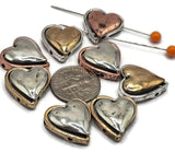 2 hole slider beads (Qty 8) Mixed Metal with a Heart Shape, Side Drilled for Jewelry Making into Bracelets, Necklaces or Earrings 209-N1 fst