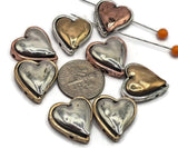 2 hole slider beads (Qty 8) Mixed Metal with a Heart Shape, Side Drilled for Jewelry Making into Bracelets, Necklaces or Earrings 209-N1 fst