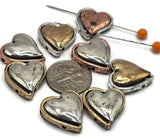 2 hole slider beads (Qty 8) Mixed Metal with a Heart Shape, Side Drilled for Jewelry Making into Bracelets, Necklaces or Earrings 209-N1 fst