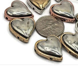 2 hole slider beads (Qty 8) Mixed Metal with a Heart Shape, Side Drilled for Jewelry Making into Bracelets, Necklaces or Earrings 209-N1 fst