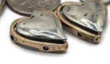 2 hole slider beads (Qty 8) Mixed Metal with a Heart Shape, Side Drilled for Jewelry Making into Bracelets, Necklaces or Earrings 209-N1 fst