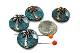2 hole slider beads (Qty 4) with Palm Trees for Jewelry Making into Necklaces, Bracelets, or Earrings for Crafting - Finding Spacer 204-N4 FST