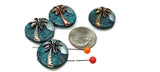 2 hole slider beads (Qty 4) with Palm Trees for Jewelry Making into Necklaces, Bracelets, or Earrings for Crafting - Finding Spacer 204-N4 FST