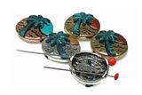 Slider Beads (5 pc) 2 hole Metal Spacers or Findings for Crafting into Necklaces, Bracelets or Earrings for Jewelry Making - Palm Trees 205 FST