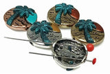 Slider Beads (5 pc) 2 hole Metal Spacers or Findings for Crafting into Necklaces, Bracelets or Earrings for Jewelry Making - Palm Trees 205 FST